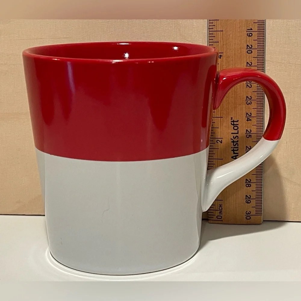 CRATE & BARREL Red & White, Red Interior, Cocoa/Coffee/Tea Mug